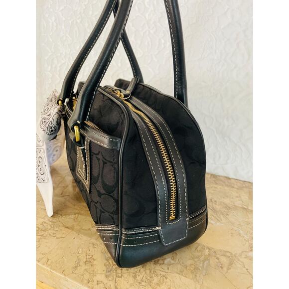 Coach Hampton black canvas leather shoulder bag Carryall 10532 - Picture 5 of 10